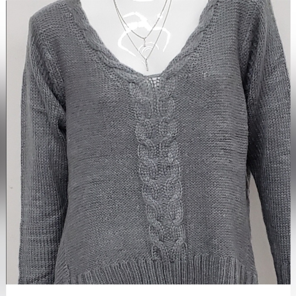 NWT Sweet Romeo Heather Grey Sharkbite Sweater